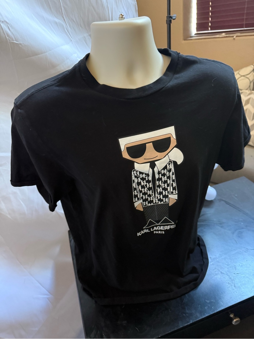 Karl Lagerfeld Black Graphic Character Short Sleeve Tee